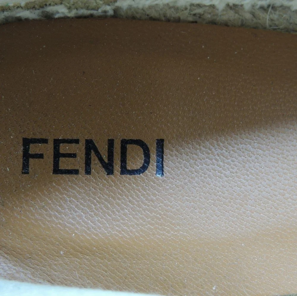FENDI Cream/Brown Espadrille Flats Size 5‎